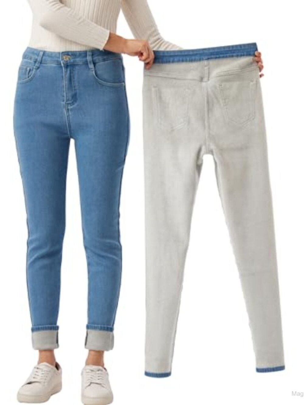 Fleece Lined Jeans Womens Winter Skinny High Waist Thermal Jeggings
